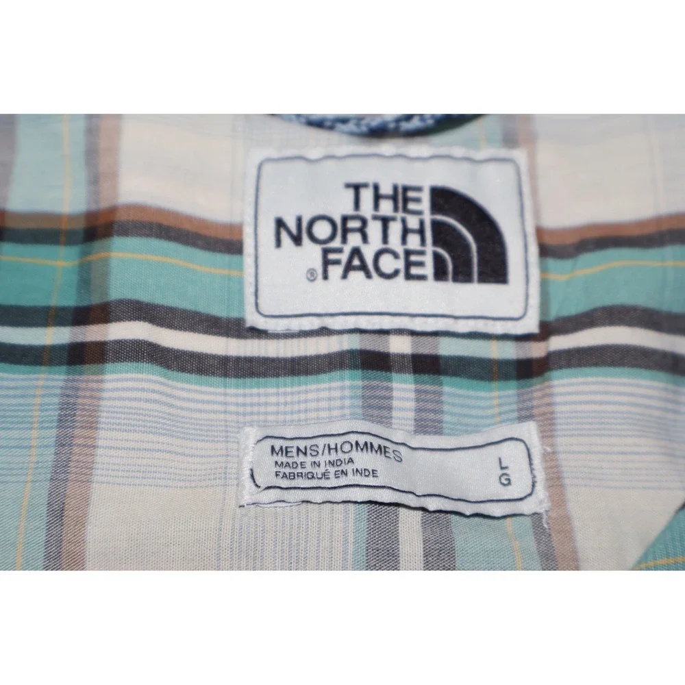 The North Face Button Down Dress Shirt Mens Large Plaid Outdoor Cotton Polyester